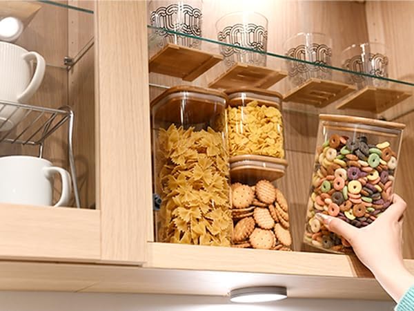 Glass Food Storage Jars Square 51oz, 3 Pack Glass Jars With Bamboo Lids, Kitchen Storage Containers