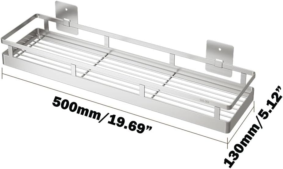 19.69Inch Spice Rack Organizer, SUS304 Stainless Steel Wall Mount Spice Rack Storage Basket