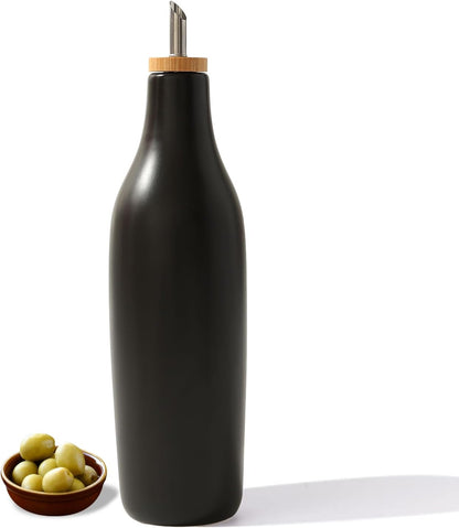 HOMCDALY Ceramic Olive Oil Dispenser for Kitchen, Stoneware 16oz Oil and Vinegar Bottles Dispenser