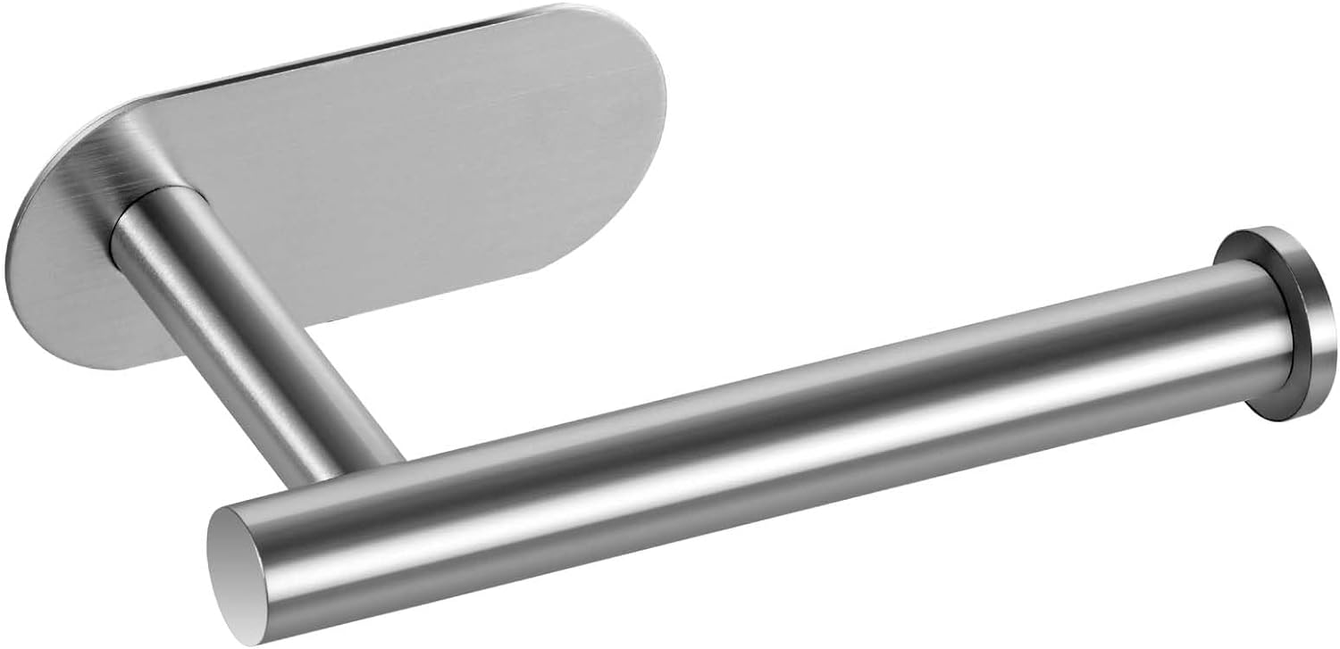 Toilet Paper Holder,Brushed Nickel,Wall Mount, Upgraded Adhesive Toilet Roll Holder,no