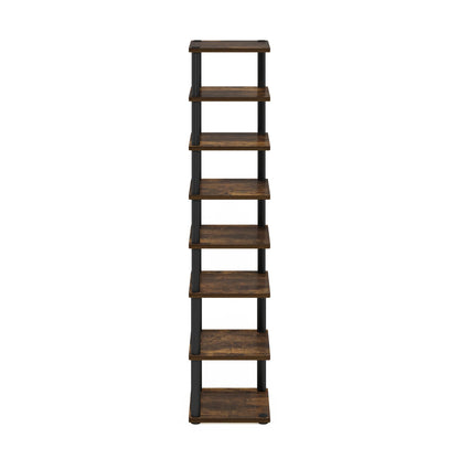 Furinno Turn-N-Tube Vertical Shoe Rack, 8-Tier Narrow Shoe Organizer, Free Standing Shoe Storage