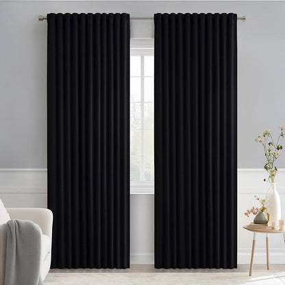 MIULEE Black Back Tab Blackout Curtains 84 Inch Length 2 Panels Set for Living Room Bedroom