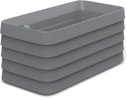 Crescent Garden TruDrop Self Watering Slat Medium Rectangular Planter Box for All-Weather - Outdoor