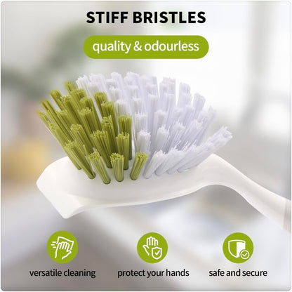 Dish Brush Scrub Brush with Handle - 3 Pack Stiff Bristles Dish Scrubber for Cleaning