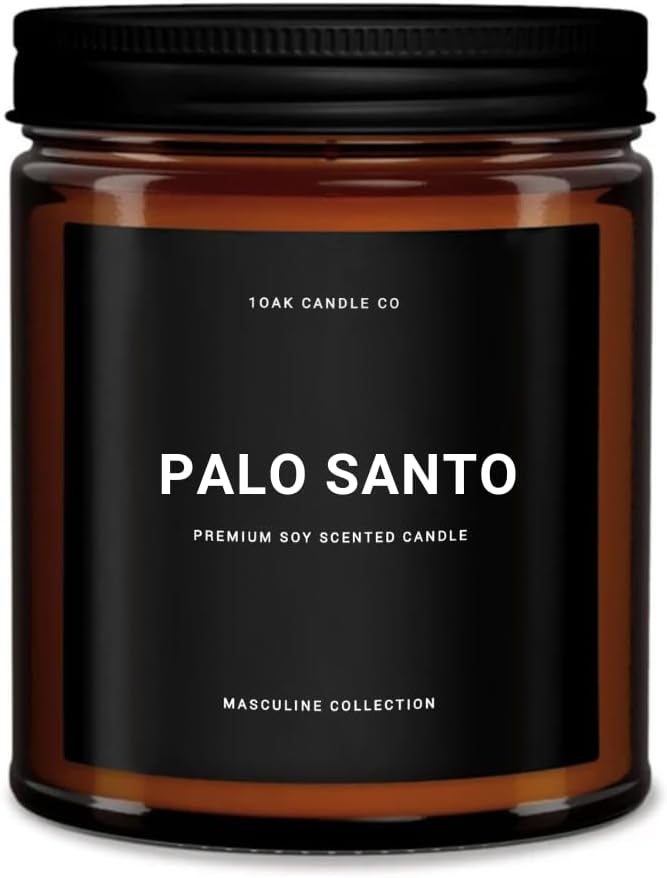 1OAK Scented Candles for Men - Palo Santo Candle - Mens Candles for Home - Masculine Candle - Long