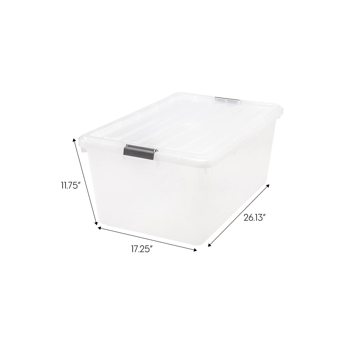 IRIS USA 68 Quart / 17 Gal. Stackable Plastic Storage Bins with Lids and Latch Buckles, 5 Pack