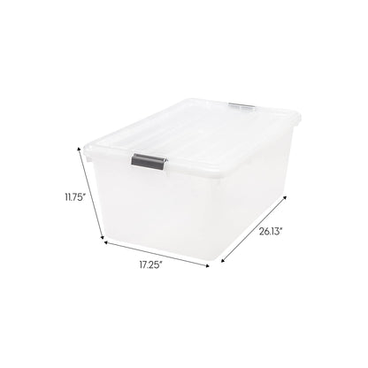 IRIS USA 68 Quart / 17 Gal. Stackable Plastic Storage Bins with Lids and Latch Buckles, 5 Pack