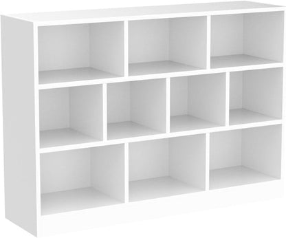 Cozy Castle White Bookshelf, 3-Tier Open Shelf Bookcase, 10 Cube Storage Organizer with Anti-Tilt