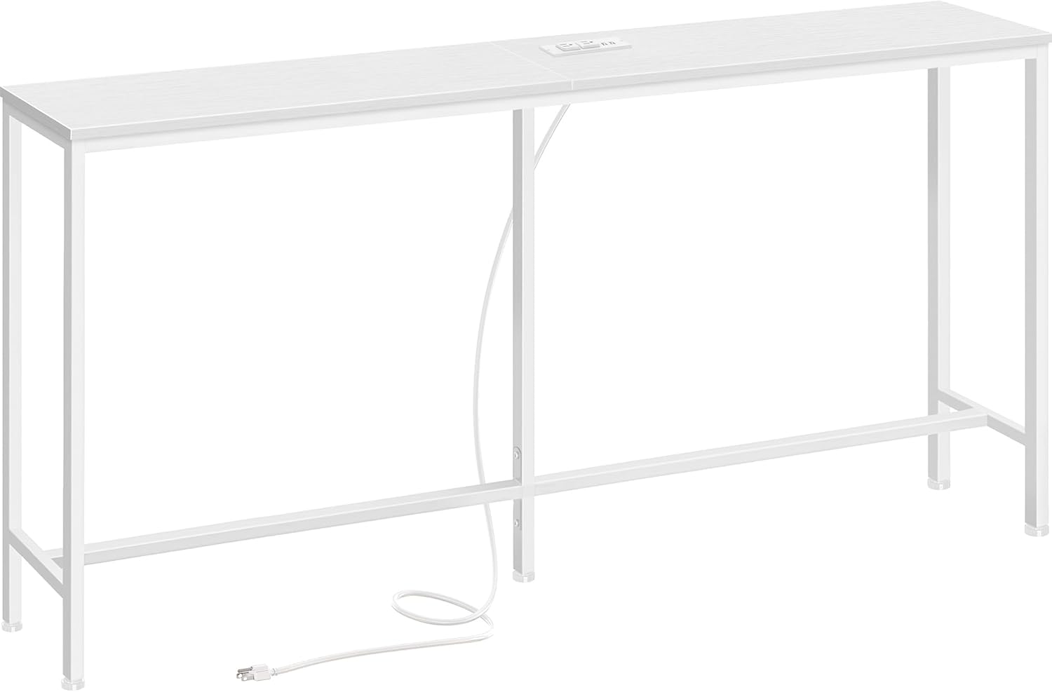 SUPERJARE Console Table with Outlet, 63 Inch Sofa Table with Charging Station, Narrow Entryway