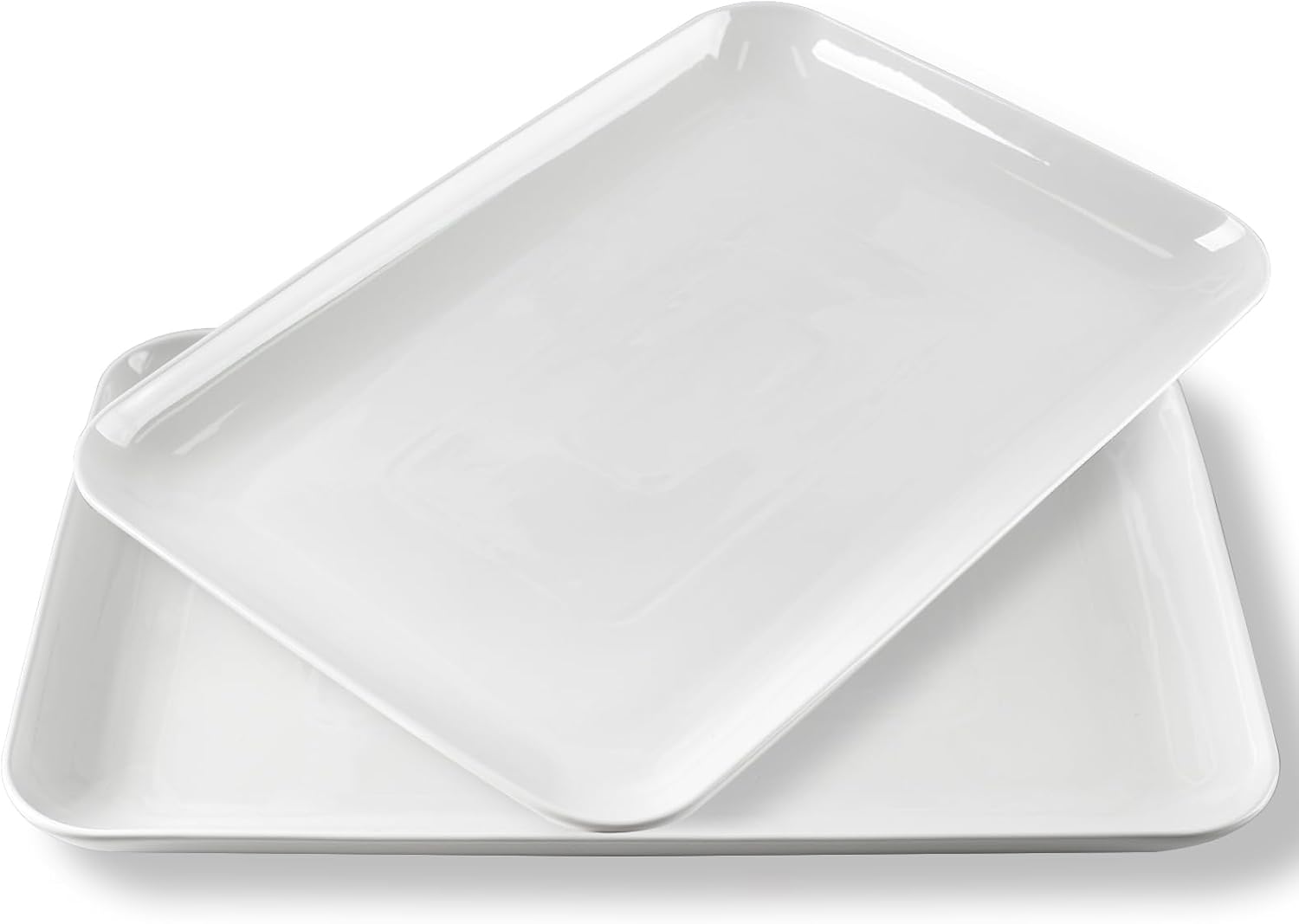 DELLING Large Serving Platter, 18" x 12.3" Serving Tray-Set of 2, White Platters for Serving Food