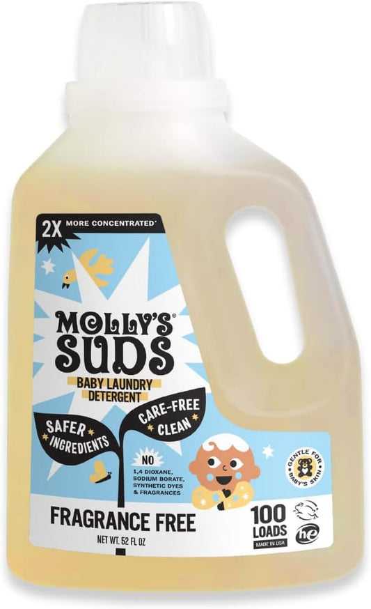 Molly's Suds Baby Liquid Laundry Detergent | Removes Formula, Poop & Spit-Up Stains | Extra Gentle