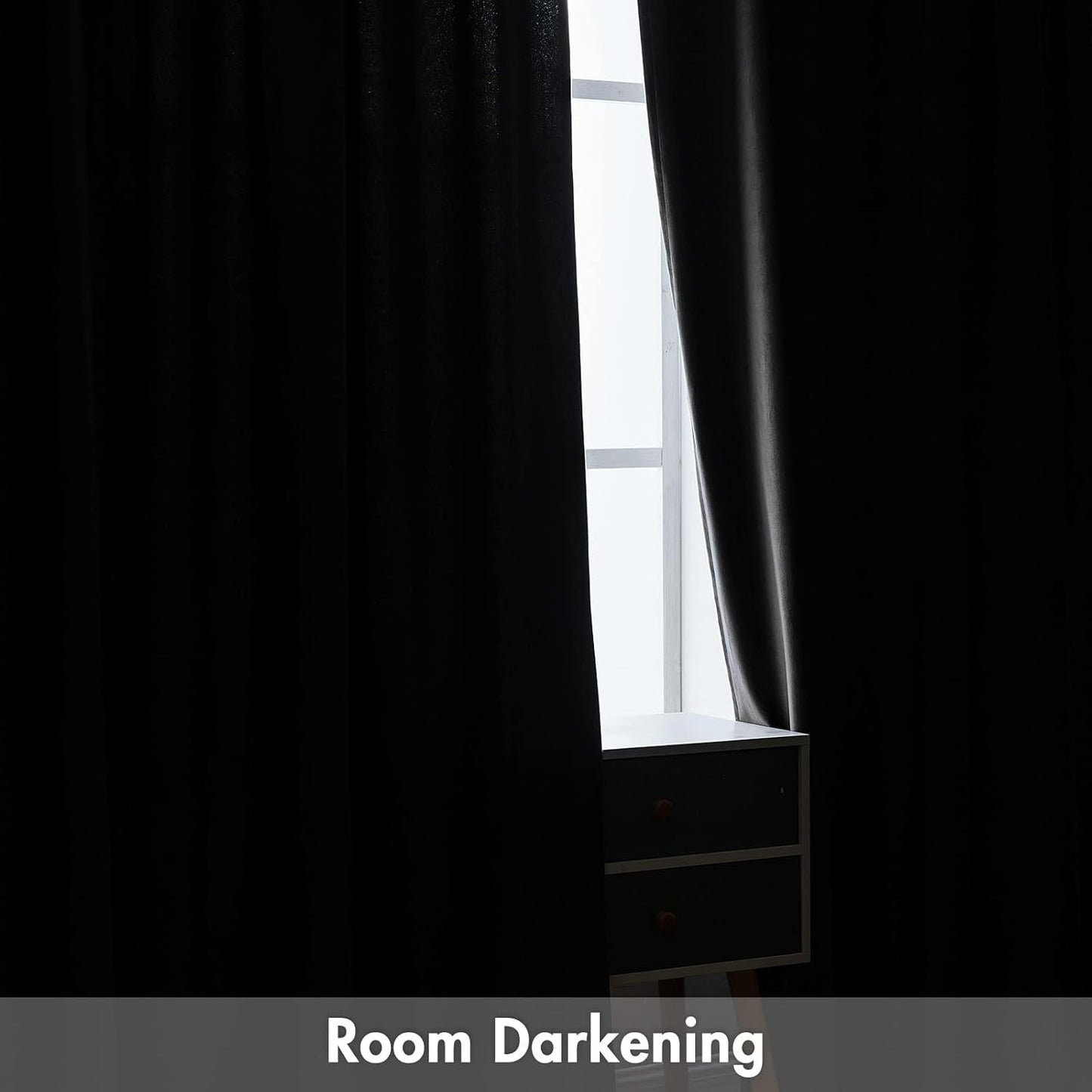 MIULEE Black Velvet Curtains Thermal Insulated Blackout Curtain Drapes for Bedroom Living Room