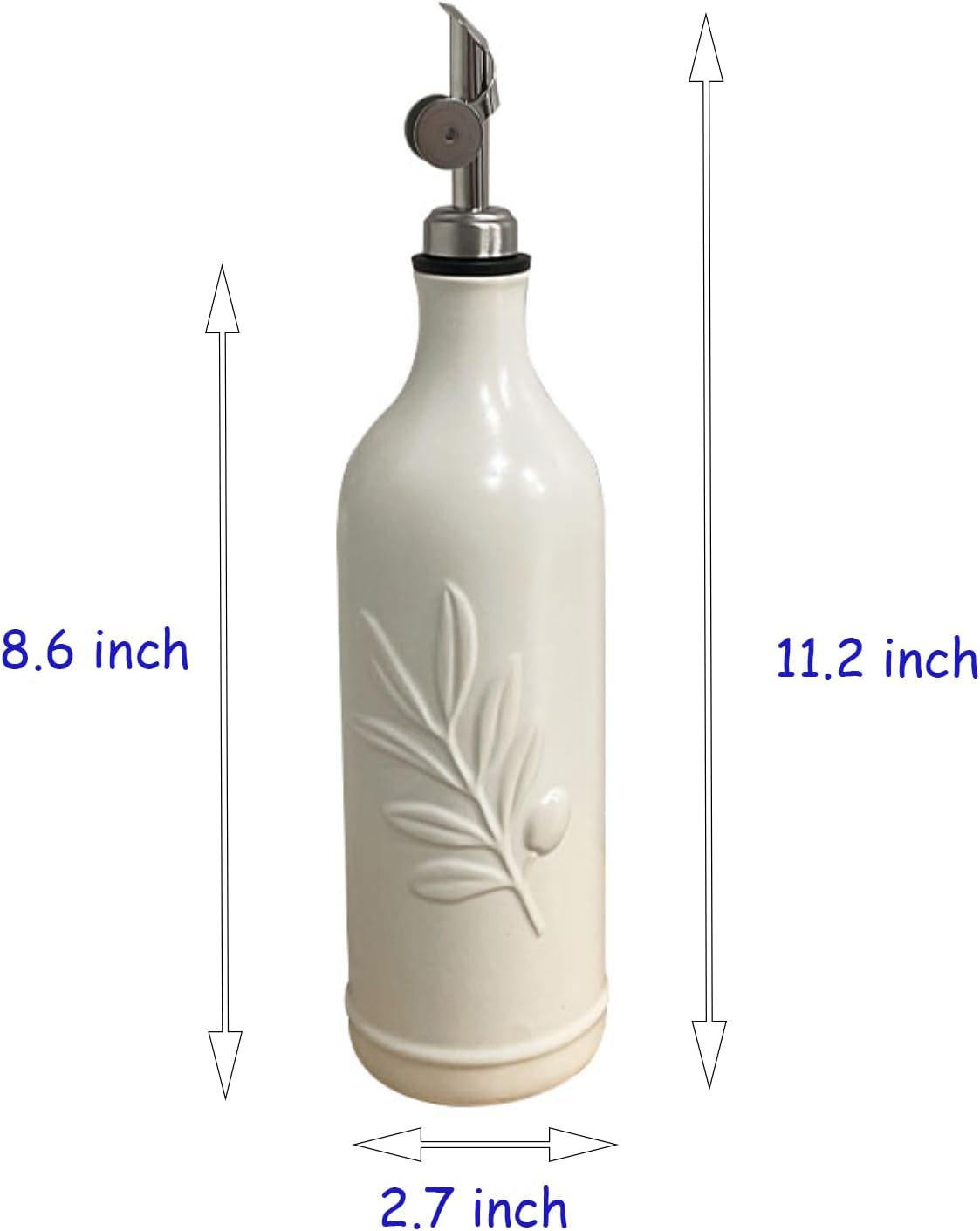 20 Oz Ceramic Olive Oil Dispenser Bottle, with Stainless Steel Spout & Funnel, Ideal for Oil