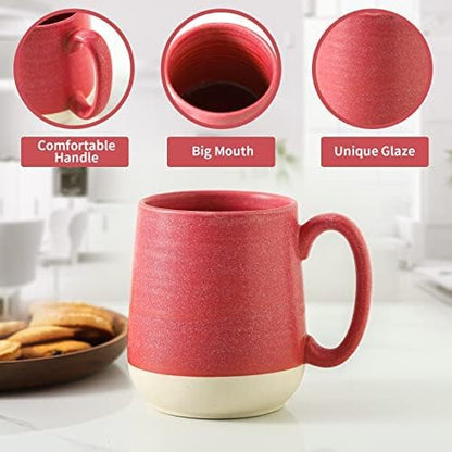 Hasense 15 Ounce Porcelain Coffee Mugs Set of 4 with Large Handle Perfect for Coffee, Tea, Milk