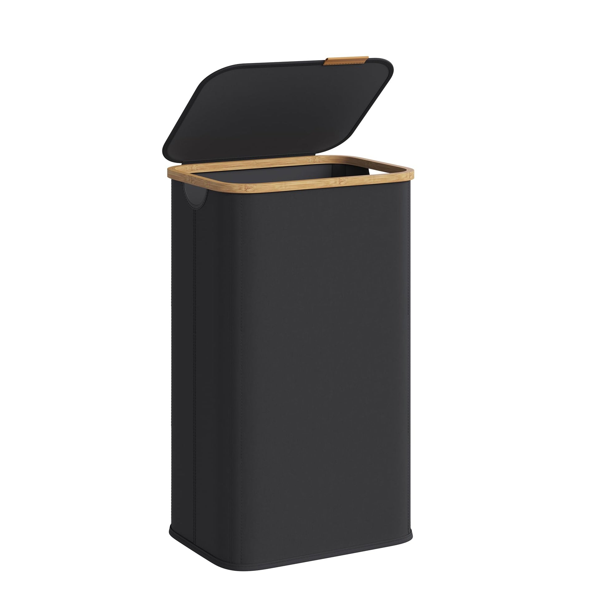 SONGMICS Laundry Hamper, Laundry Basket with Lid, Foldable Storage Basket, Bamboo Frame, for