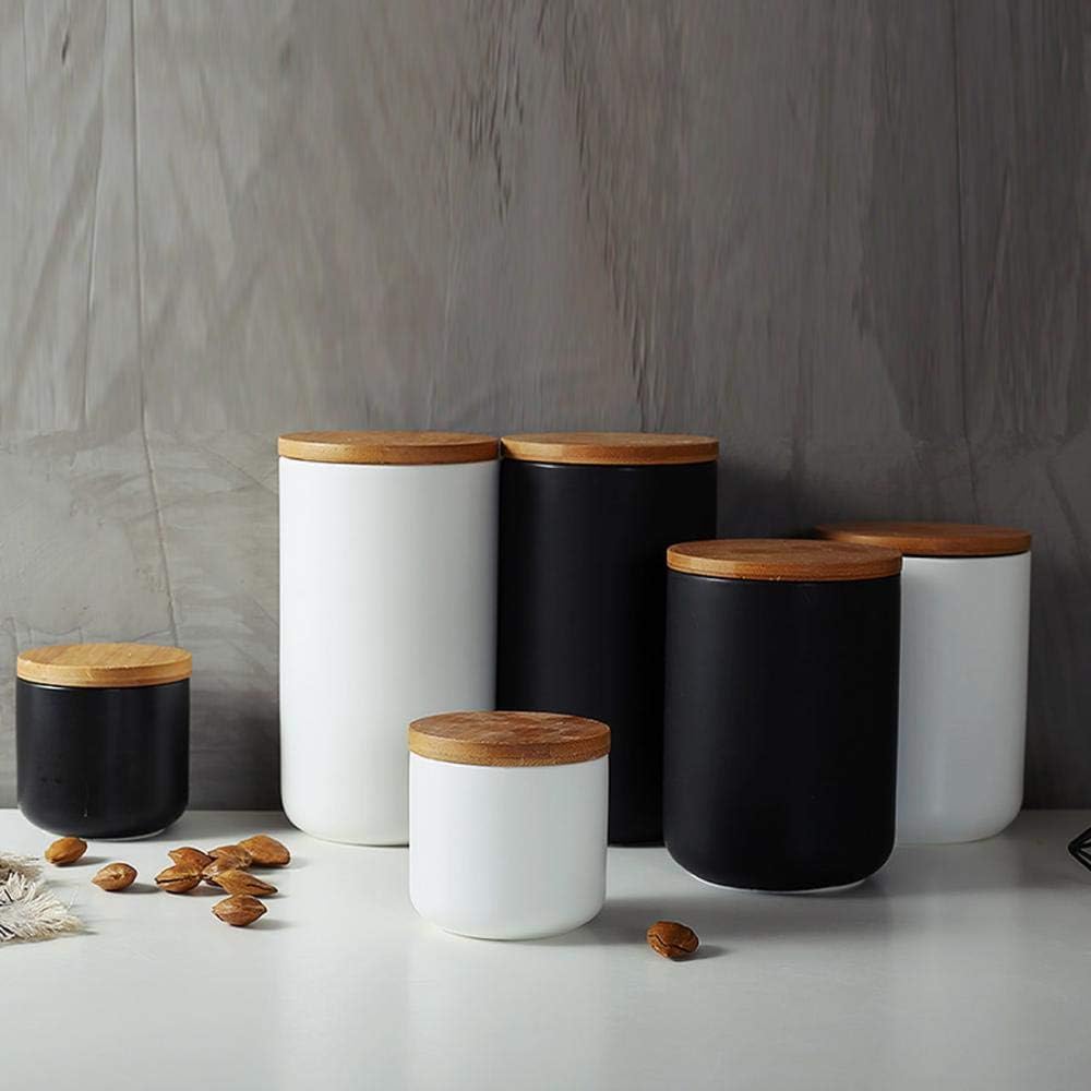 Ceramic Food Storage Jar Canister Modern Design Food Canisters with Airtight Seal Bamboo Lid, Loose