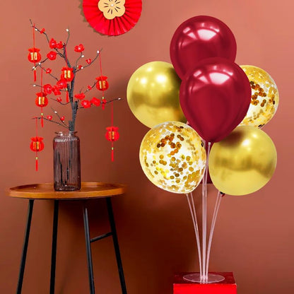 Red and Gold Balloon Stand Centerpiece Table Decorations for 49ers Party Birthday Graduation