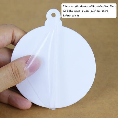20Pcs 3 Inch Blank Acrylic Christmas Ornaments 2024 White Unfinished Round Acrylic Christmas