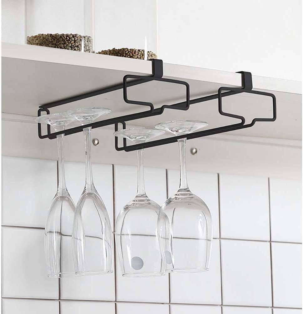 LINFIDITE Wine Glass Holder 2PCS Stemware Rack Hanger Under Cabinet Wine Glass Rack Kitchen Hanging