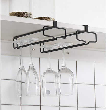 LINFIDITE Wine Glass Holder 2PCS Stemware Rack Hanger Under Cabinet Wine Glass Rack Kitchen Hanging