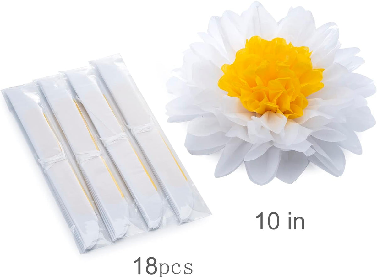 MISU Daisy Flower Party Decorations White Tissue Pom Poms for Classroom Baby Shower Wedding