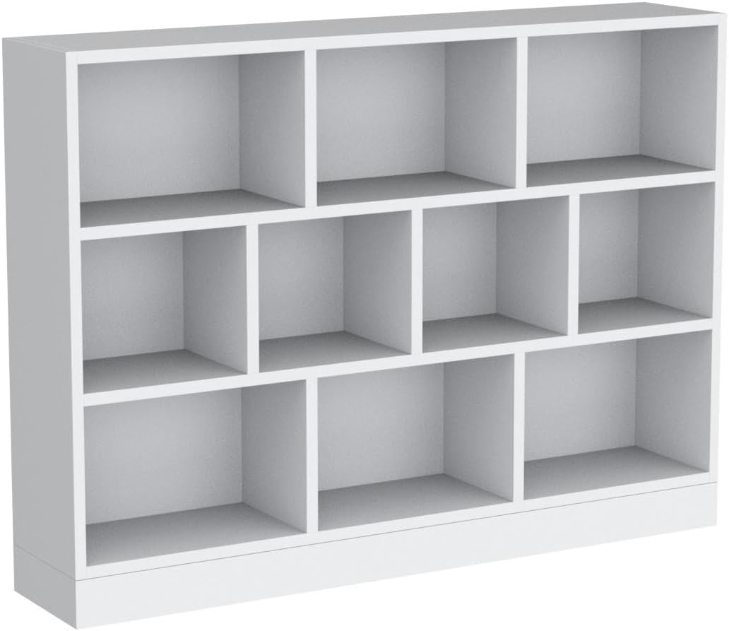 IOTXY Open Shelf Low Bookcase - Wooden 3-Tier Floor Standing Display Cabinet Organizer with Base