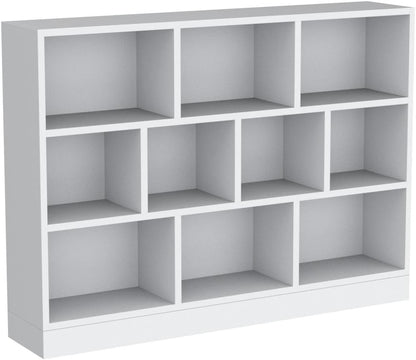 IOTXY Open Shelf Low Bookcase - Wooden 3-Tier Floor Standing Display Cabinet Organizer with Base