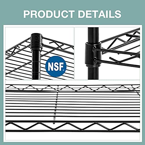 PayLessHere | 5-Tier Wire Shelf | 24"x14"x60" | Black