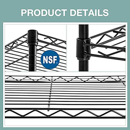 PayLessHere | 5-Tier Wire Shelf | 24"x14"x60" | Black