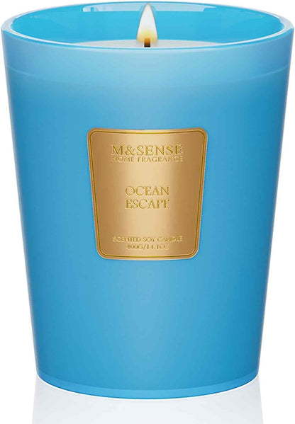 M&SENSE Ocean Escape Scented Natural Soy Wax Candle, 14.1oz 60 Hours Long Lasting Slow Burning