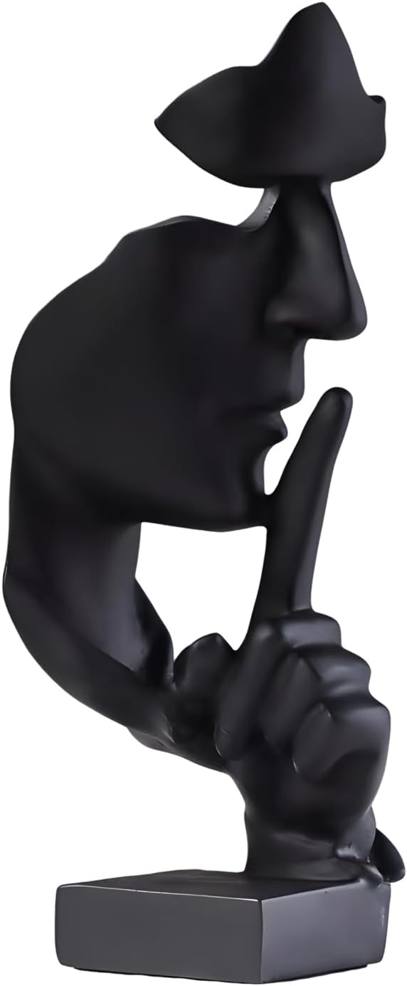 aboxoo Thinker Statue, Silence is Gold Abstract Art Figurine, Modern Home Resin Sculptures