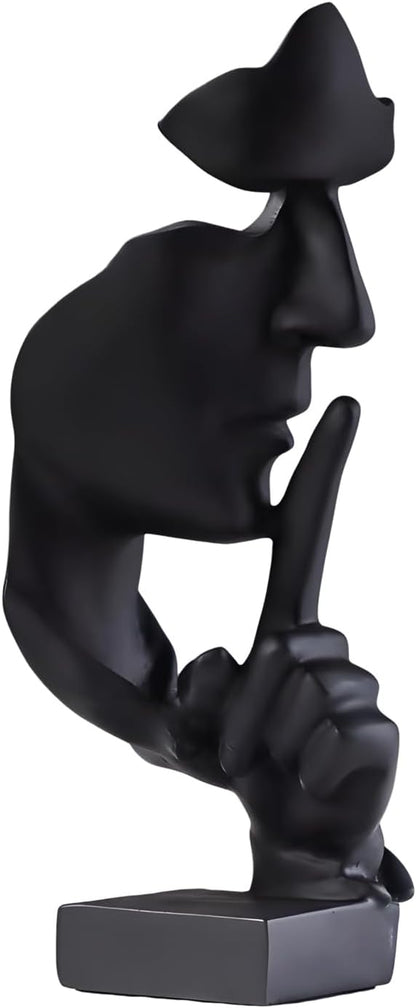 aboxoo Thinker Statue, Silence is Gold Abstract Art Figurine, Modern Home Resin Sculptures