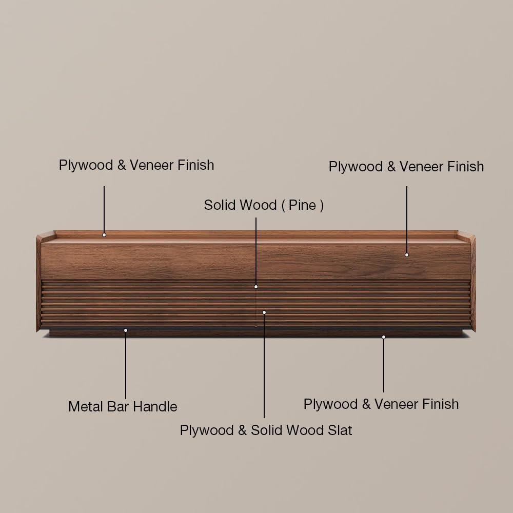 POVISON Fully-Assembled Mid Century Modern TV Stand, 78.74" Wood Media Console with Adjustable LED