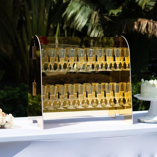 Tableclothsfactory Gold Mirror Finish 2-Tier Wine Glass Stemware Rack, 18 Champagne Flute Holder