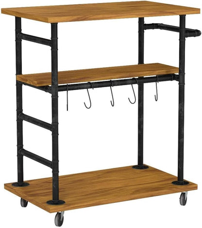 Industrial Portable Kitchen Island on Wheels,Bar Carts for the Home Wine Bar Beverage Coffee