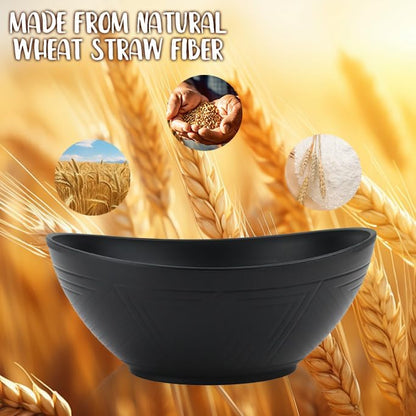 Big Wheat Straw Bowls,Large Salad Bowls Set of 2,Dishwasher and Microware Safe Plastic Bowls