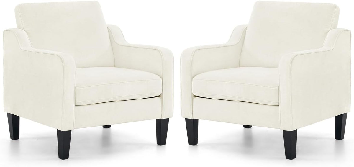 VINGLI Mid Century Modern Accent Chairs Set of 2, Comfy Armchair Chenille Sofa Upholstered Side