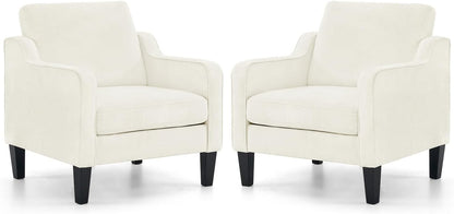 VINGLI Mid Century Modern Accent Chairs Set of 2, Comfy Armchair Chenille Sofa Upholstered Side