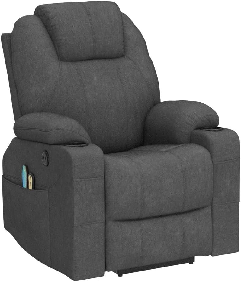 VIVIJASON Power Lift Chair Electric Recliner for Elderly Heated Vibration Massage Fabric Recliner