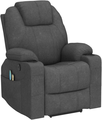 VIVIJASON Power Lift Chair Electric Recliner for Elderly Heated Vibration Massage Fabric Recliner