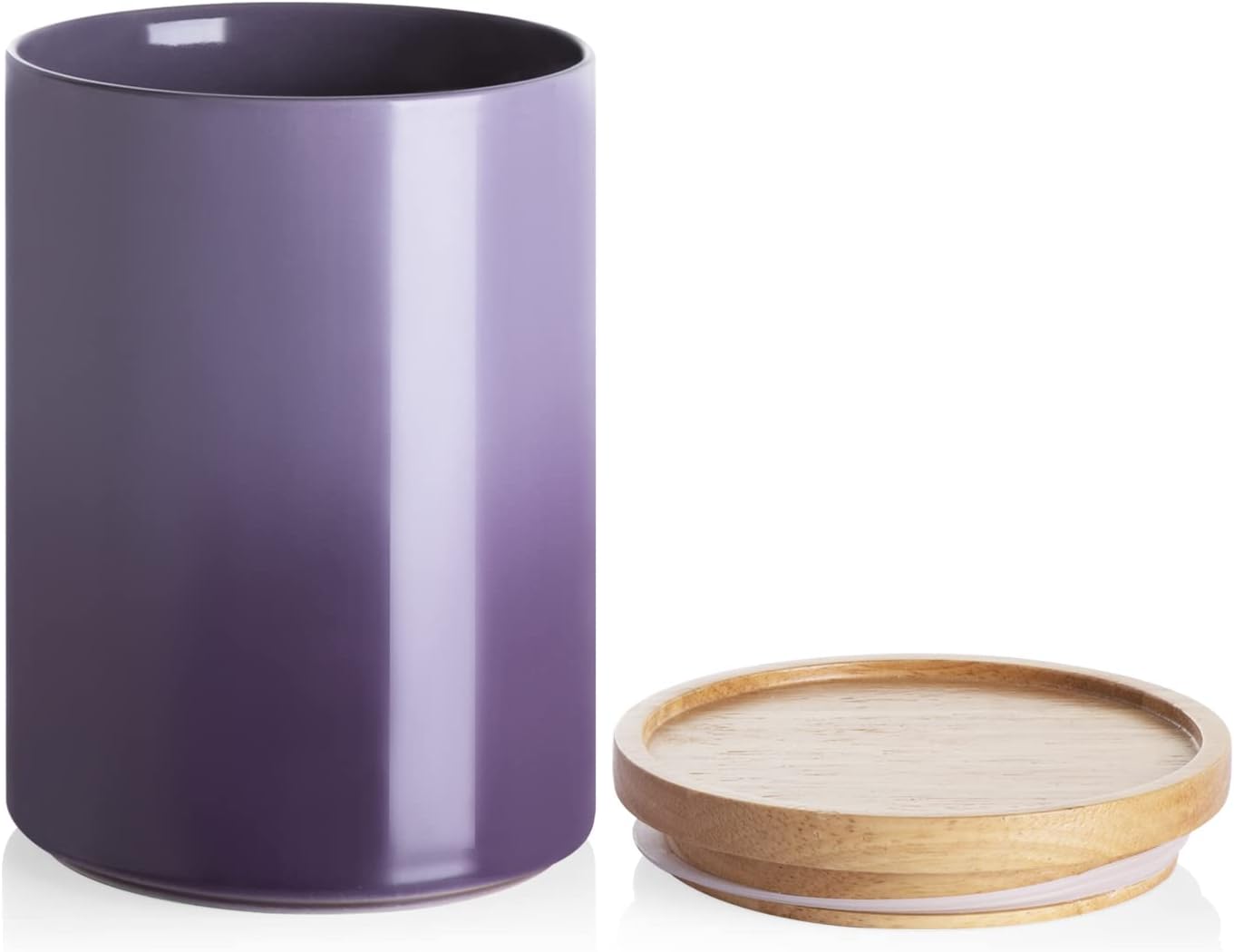 Sweejar Ceramic Food Storage Jar, Stackable Kitchen Canisters, Containers with Airtight Seal Wooden