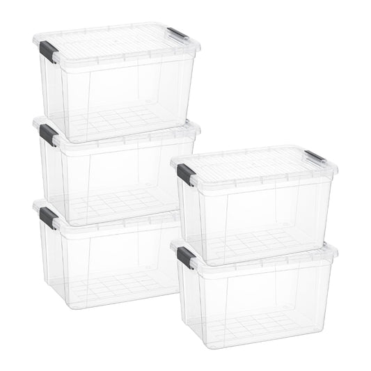 Superio Clear Storage Boxes with Lids, 14.25 Quart Plastic Container Bins for Organizing, Stackable