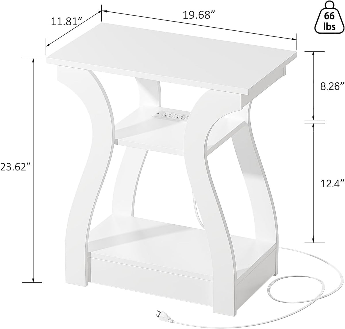 End Tables Living Room Set of 2,End White Table with Charging Station, Side Table, Nightstand for