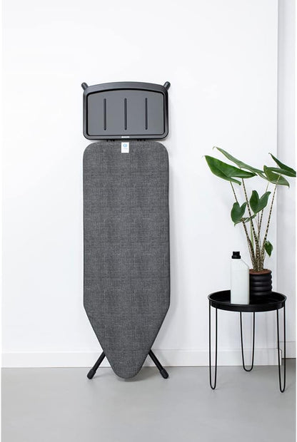 Brabantia Ironing Board C, XL Steam Unit Holder, Adjustable Height, Non-Slip Rubber Feet, Foldable