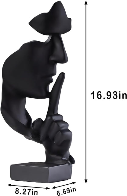 aboxoo Thinker Statue, Silence is Gold Abstract Art Figurine, Modern Home Resin Sculptures