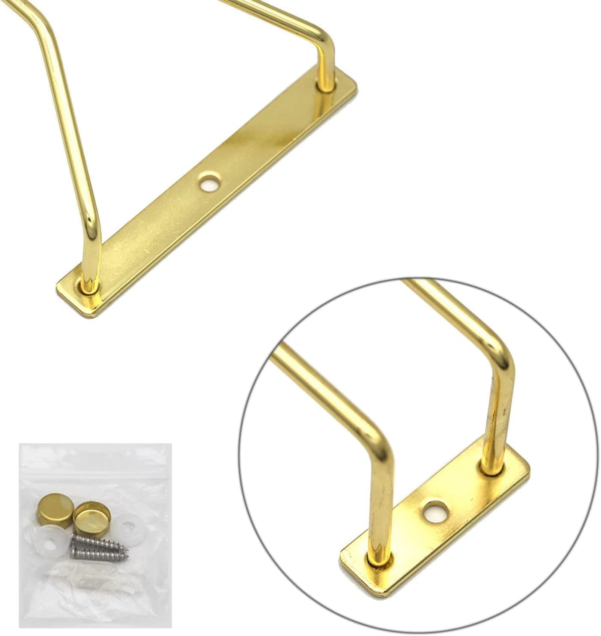 10.8 Inch Gold Wine Glass Rack, Under Cabinet Wine Glass Holder, Wine Glass Hangers Under Shelf