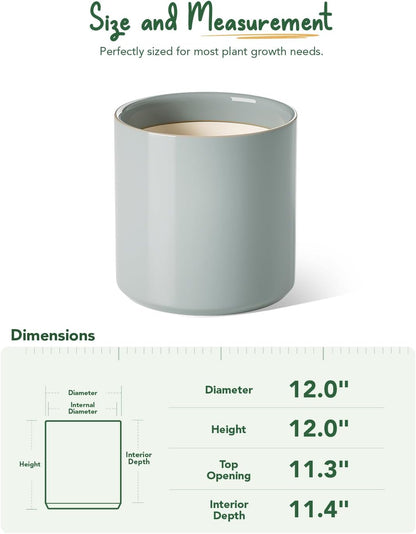 LE TAUCI 12 Inch Pots for Plants, Ceramic Large Plant Pot for Indoor Plants, Mid-Century Modern