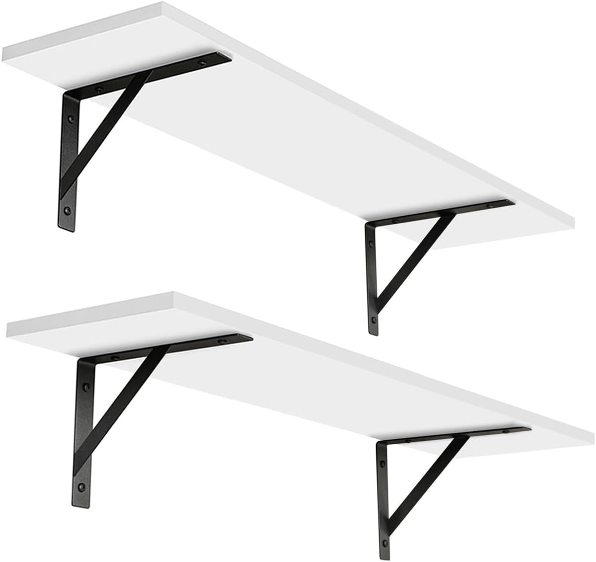 DINZI LVJ Long Wall Shelves, 24 Inch White Floating Shelves Set of 2, Easy-to-Install, Wall Storage