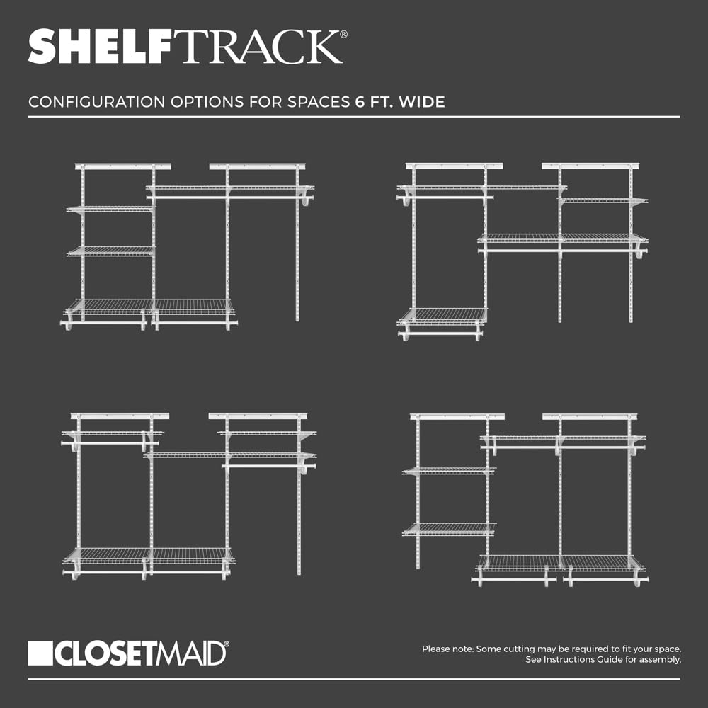 ClosetMaid ShelfTrack Wire Closet Organizer System, Adjustable from 4 to 6 Ft., With Shelves