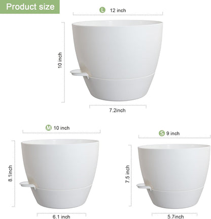 12/10/9 inch Large Self Watering Pots, Plant Pots with Mesh Drainage Holes for Indoor Outdoor
